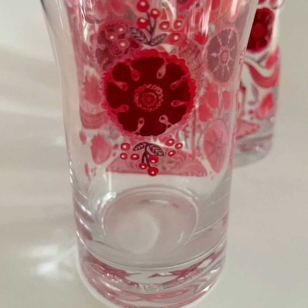 Anthropologie Nordic Sunrise Juice Glass RED DEER - SET of 5 GLASSES